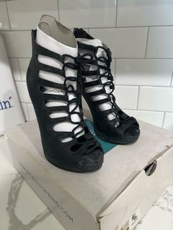 Call It Spring Black Lace-Up Heeled Booties