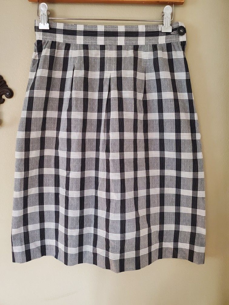 Miss Sophisticates by Pendleton Vintage Black & White Plaid Pencil Skirt Size 2