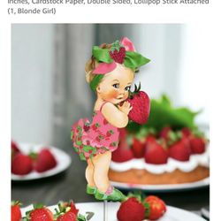 Strawberry Theme Baby Shower/Birthday Centerpieces, 10 inches, Cardstock Paper, Double Sided