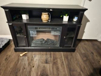 Black Electric Fireplace TV Stand