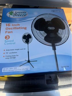 Sarasota Breeze 16 Inch Oscillating Pedestal Fan - 3 Speed - Brand New In Box