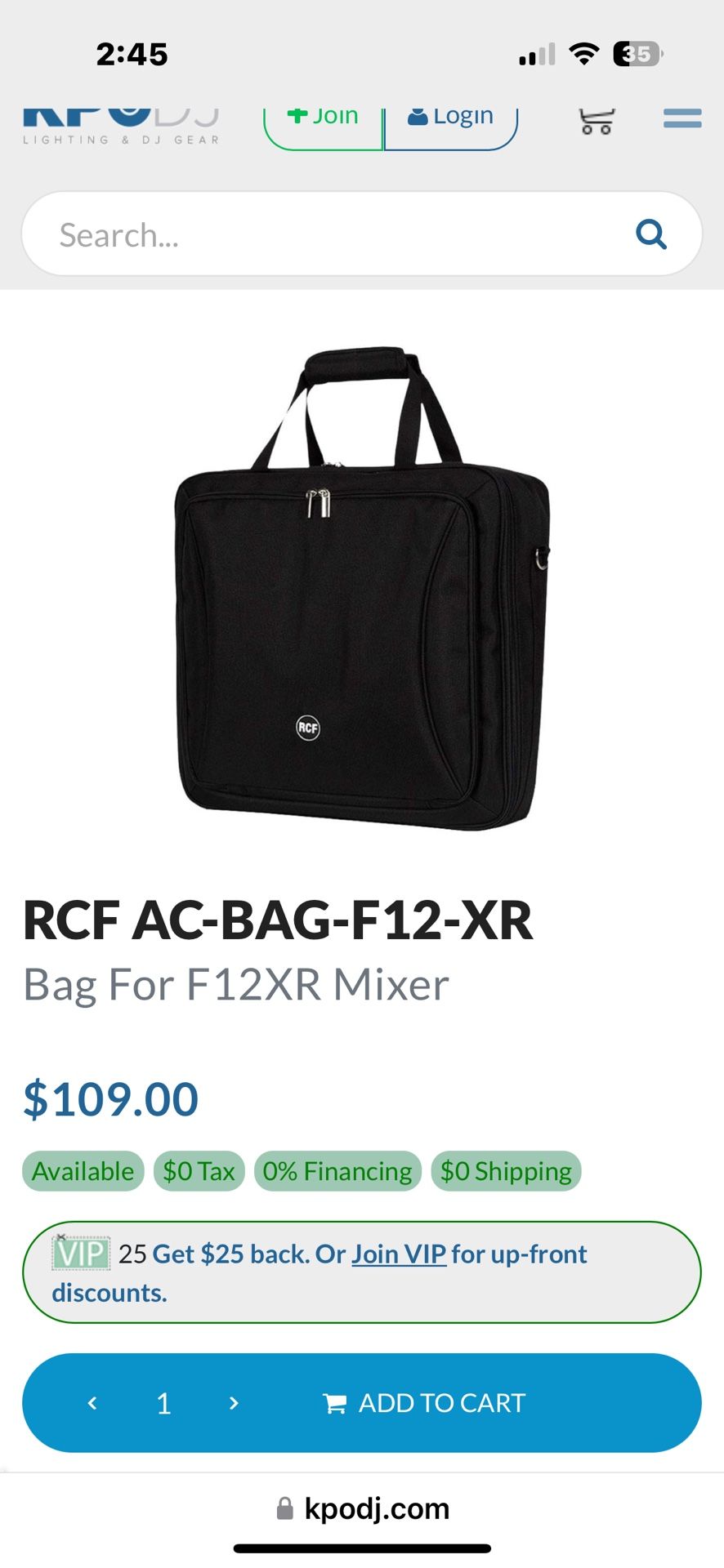 RCF Mixer Bag