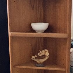 4 Shelf Oak Corner Cabinet