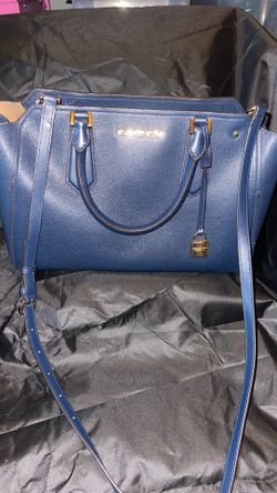Michael Kors, navy blue pebbled, leather satchel