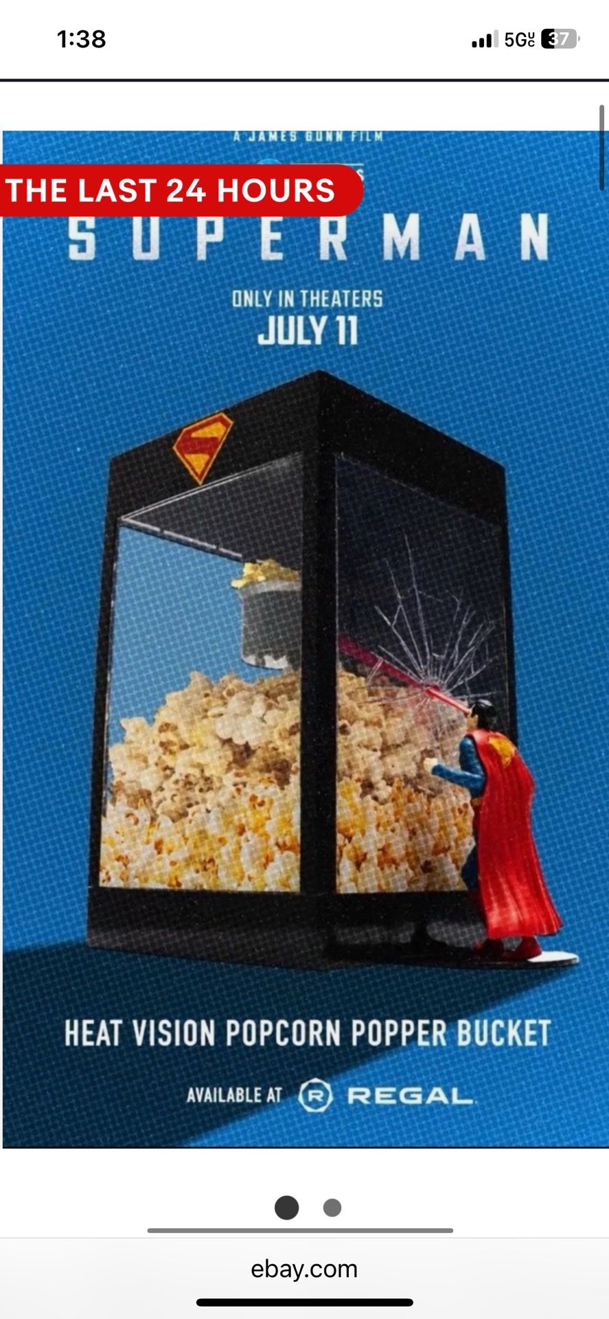 Superman Movie Heat Vision Popcorn Bucket New