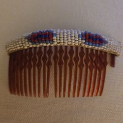 Vintage Native American hand beaded hair comb
