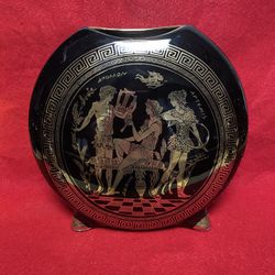 8 Inch x 7 Inch 24k Black & Gold Handmade In Greece Imported From Greece Greek Ceramic Vase 