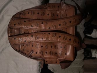 MCM Visetos Cognac Brown Leather Backpack