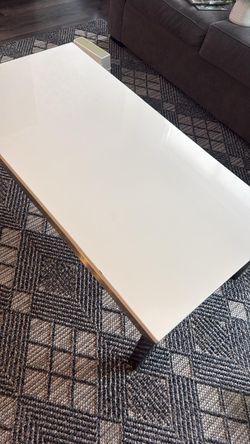 White Gloss Coffee Table with stainless steel Legs