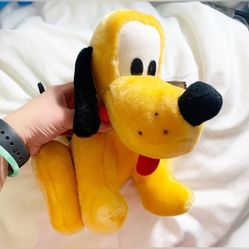 Vintage Disney Sitting Pluto Plush Stuffed Animal Toy 
