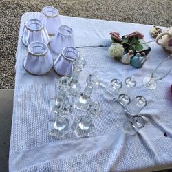 5 Beautiful Lead Crystal Holders For Stick candles, cup tea light, & Satin Cover