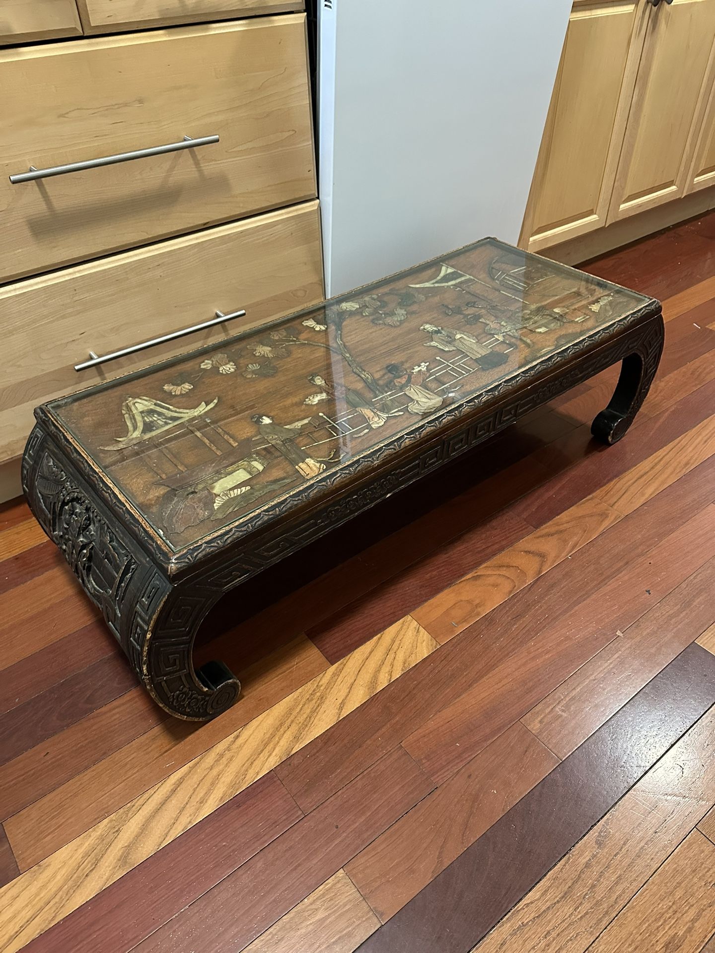 Antique Republic Period 1920s Chinese Inlayed Rosewood Chinoiserie Coffee Table