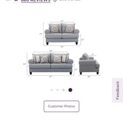 Complete Living Room Set – Sofas, Chair, Coffee & End Tables!