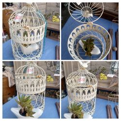 DECORATIVE BIRDCAGE WITH POTTED SUCCULENT 