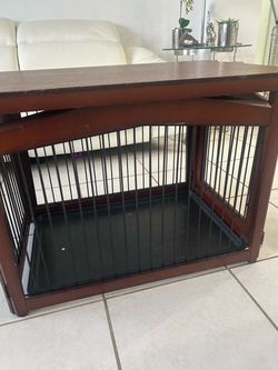 Jaula de rejas con madera para perritos y tambien decorativa, muy buenas condiciones
