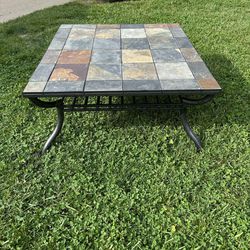 Stone Top Metal Coffee Table - Indoor/Outdoor