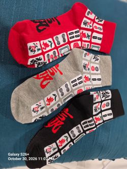 Mahjong Print Ankle Socks 3-Pack