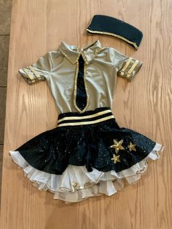 Black and Gold Star Dance Costume for Kids with Hat