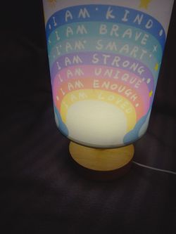 Rainbow Affirmation Table Lamp with Wooden Base