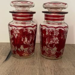 Bohemian glass pickle jars