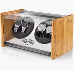 Bamboo 2/4 Watch Winder for Automatic Watches 100% Natural Bamboo / Fits Up to 46mm / Holds 2 to 4 Watches / Quiet Japanese Motor / 4 TPD Modes / Anti