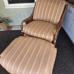 Wicker chair and Ottoman