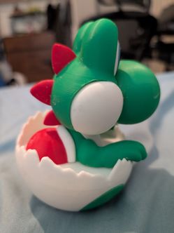 3D printed Yoshi hatching from an egg figure