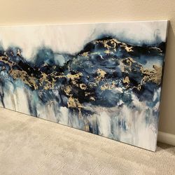 Abstract Teal & Gold Canvas Wall Art 60" x 30"