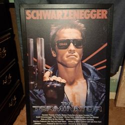 The Terminator Movie Poster Painted On Masonite Board