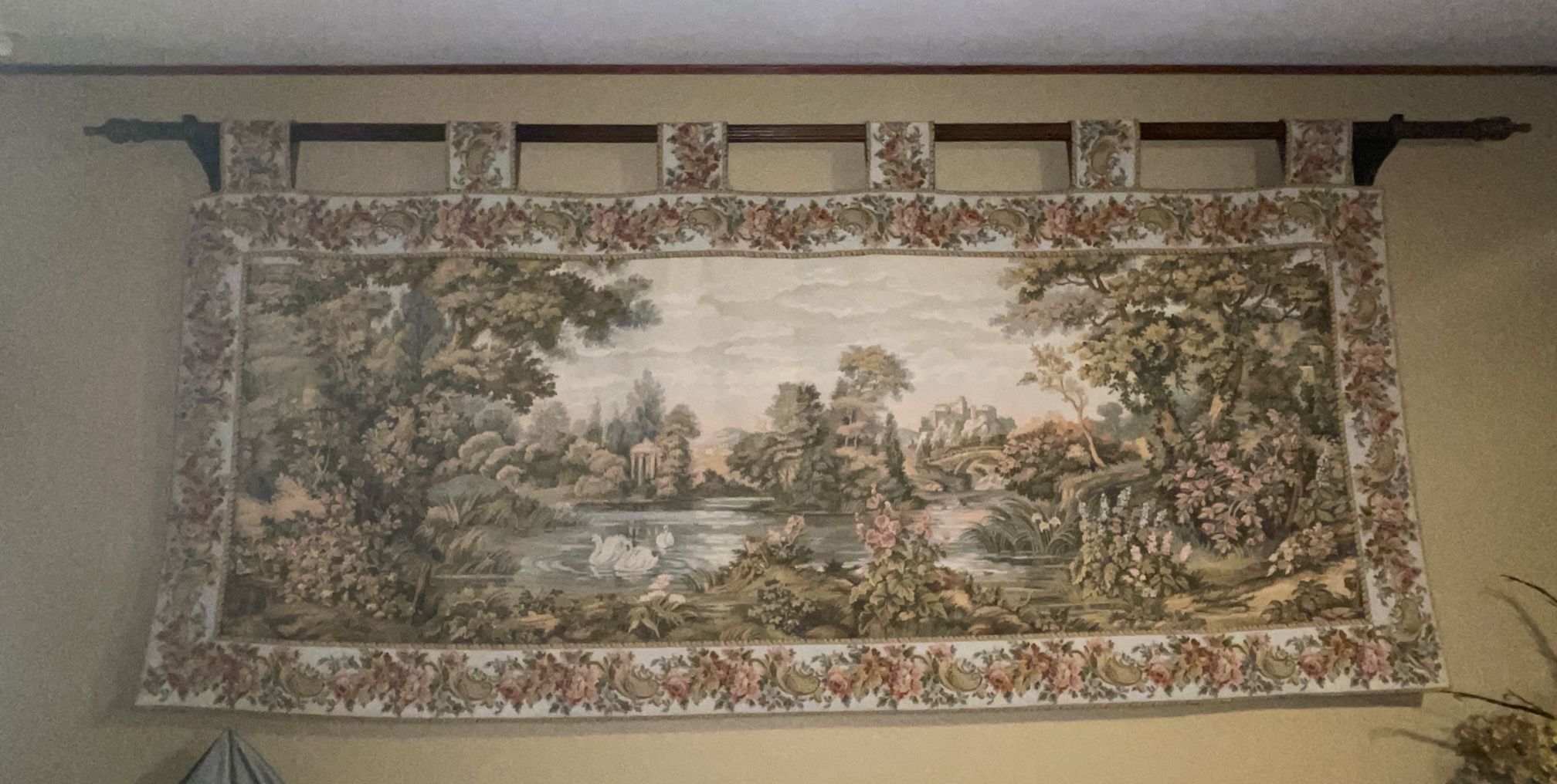 Gobelin With Ornaments, Flowers, And Swans