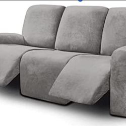 ULTICOR 8-Pieces Recliner Sofa Covers Velvet Stretch Reclining Couch Covers for 3 Cushion Reclining Sofa Slipcovers Furniture Covers Thick Soft Washab