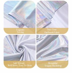 Silver Rainbow Glitter Arch Backdrop Covers 7.2ft and 6ft Sequin Stretchy Arch Backdrop Cover Sparkly Wedding Party Spandex Arch Covers for Baby Showe