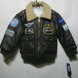 BOEING KIDS AVIATOR FLIGHT BOMBER JACKET BOY SIZE 7-L  NEW  WITH TAGS  RARE👽 2017