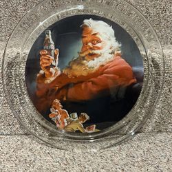 13” diameter Glass Santa Coca-Cola Plate/Tray