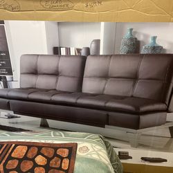 Euro Lounger(sofa)Bonded Leather, java W/ Tan Stitching