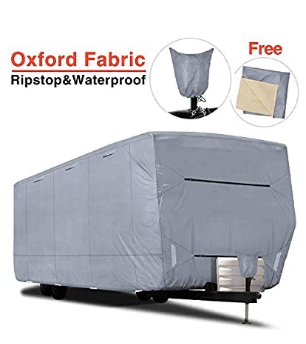 RV Cover - RVMasking Upgraded 100% Waterproof Oxford Travel Trailer RV Cover, Fits 28'7" - 31'6" RVs