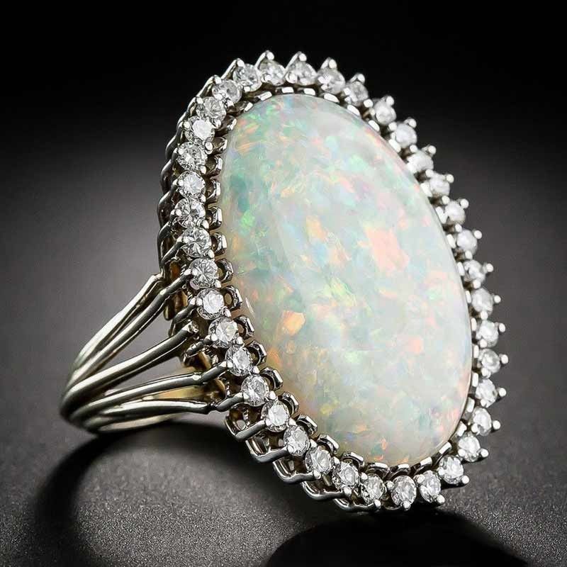 "Luxury Super Large Oval Sun Flower Gemstone Fire Opal Silver Ring, VIP312