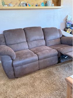 Couch, loveseat: recliner styles. Oversized chair, (electric complainer.)