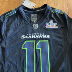 Jaxon Smith-Njigba Super Bowl LX Patch Carbon Black  Fashion Jersey New With Tags Large 