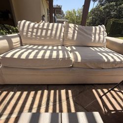 Pottery Barn Beige Sofa + Oversized Chair — Super Comfortable — $150