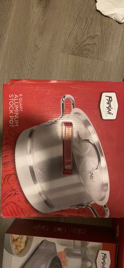 Parini Cookware 8 Quart Aluminum Stock Pot With Lid And Steamer Rack New In  Box