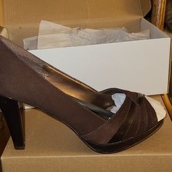 Women's Brown Suede Open Toe Hugh Heel