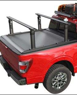 Trumgeta Aluminum Ladder Rack Fit For Ford F150/Ram 1500/Chevy Silverado/Sierra, Compatible With T-Slot Tonneau Covers, 800 LBS Capacity, 19"-25" Heig