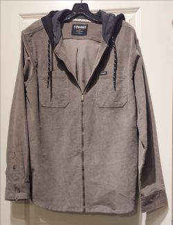 TONY HAWK CORDUROY SHERPA HOODED JACKET ( SIZE LARGE ) COLOR GRAY