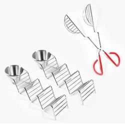 2 Pack Stainless Steel Wire Taco Holders,Taco Bar Serving Set of A Party,Food Grade Taco Stand,Each Taco Stand Hold 3 Tacos,