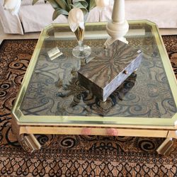 Brass And Glass Coffee Table - Square