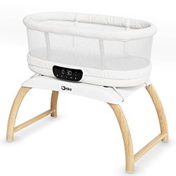 4-in-1 Electric Smart Bassinet with Weight Scale | 5-Speed Rocking & Convertible Play Table