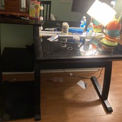 Black Glass Vanity Desk