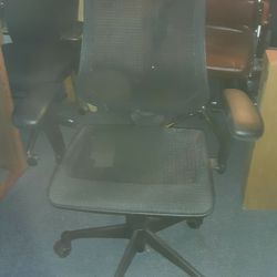 Office Desk Chair Black Mesh Carbon Fiber Look Adjustable