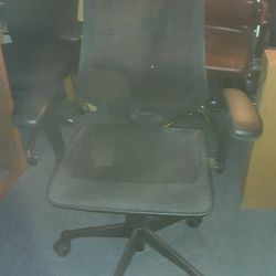 Office Desk Chair Black Mesh Carbon Fiber Look Adjustable